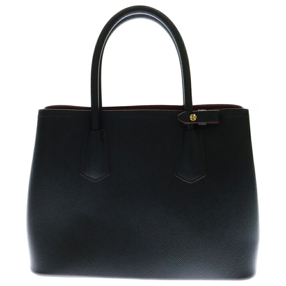 Prada Double Saffiano Shoulder Leather Bag Black Handbag Red